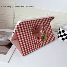1 chiếc ốp lưng máy tính bảng họa tiết kẻ caro đỏ, hình quả anh đào và nơ, xoay 360°, có chân đế từ tính đa góc và chức năng tự động tắt/mở màn hình, tương thích với iPad Pro/Air, , Pad 5/6/7, Matepad. - Nhiều màu - Xem 5