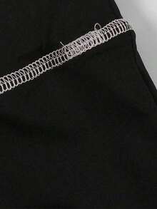 Conjunto de sudadera con capucha de manga larga y pantalón de chándal para mujer, diseño con cremallera, estampado de la palabra "Girl", cómodo, adecuado para viajes y actividades al aire libre, conjunto casual de otoño en color negro - Negro - Ver 6