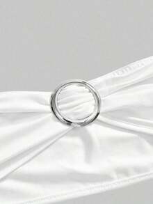 Top sin tirantes estilo retro Y2K para mujer, primavera/verano, con escote profundo y espalda descubierta, estilo callejero (incluye forro de tubo). - Blanco - Ver 3