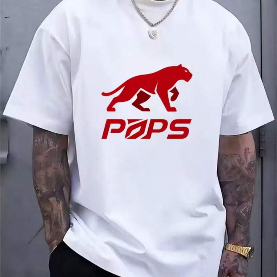 Printed T-Shirt For Men And Women - 白色 - 查看 1