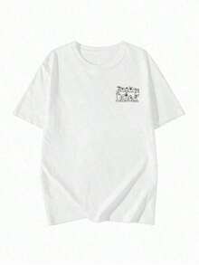 Graphic Short-Sleeve T-Shirt, Casual T-Shirts For Women, Cotton T-Shirts, Summer Tops For Women, Fun Print T-Shirts For Women, Soft And Comfortable T-Shirts For Everyday Wear, Daily Gift, T-Shirt. Summer Top For Women. - 白色 - 查看 5