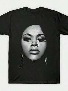 Camiseta Vintage para Hombre con Retrato de Jill Scott - Algodón Cómodo, Cuello Redondo, Manga Corta, 180g - Negro - Ver 6