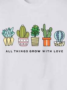 Camiseta con Estampado de Plantas de Inspiración Mexicana para Mujer, Verano - Blanco - Ver 6