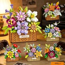 多款微粒積木花籃6件組，732pcs/757pcs/771pcs/886pcs多粒成人組裝花籃，DIY組裝療癒花籃，手工3D花籃，桌面節日溫馨裝飾，適合積木愛好者、收藏家、家居裝飾、藝術收藏。減壓療癒組裝積木玩具，畢業季/母親節/情人節/女孩禮物/復活節/週年紀念/好友/老師/其他重大節日禮物推薦。 - 彩色 - 查看 4