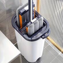 Portable Mop And Bucket Set With Wringer, Sturdy Aluminum Alloy Panel Flat Mop For Home Cleaning, 360° Large Spin Mop Bucket System, Wall Cleaning Tool With Microfiber Pads, Floor Window Patio Bathroom Cleaning Kit - 2 Cloths (Mop + Washing Bucket) - 查看 2