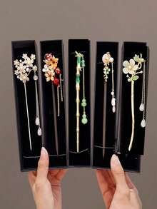1 cái/5 cái Kẹp tóc tua rua kiểu Trung Quốc cổ điển mới, Phụ kiện tóc Hanfu thanh lịch, Phụ kiện cài tóc búi - Thiết kế cao cấp, Phong cách tối giản, Chất liệu hợp kim, Dễ sử dụng, Món quà đẹp (Mỗi lô hàng có thể khác nhau, kiểu dáng và vị trí của các hạt ngọc trai trong phiên bản G có thể hơi khác nhau) - Nhiều màu - Xem 14