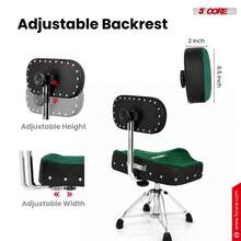 5 Core Drum Throne W Backrest 4" Padded Seat Airlift Height Adjustment 31.5" Drum Stool Velvet Seat - Green - View 4