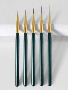 專業超細美甲勾線筆組 - 0.2mm 精準直刷毛打造完美細節,深藍綠與金色奢華設計。(1支或5支裝) - 彩色 - 查看 9