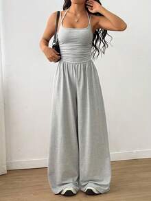 Summer Outfits For Women, Ruched Waist Sleeveless One Piece Outfit, Casual Beach Vacation Summer - 灰色休閒款 - 查看 2