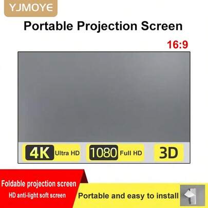  Màn chiếu YJMOYE 72/100/100 inch tỷ lệ 16:9 HD chống ánh sáng, vải mềm, dành cho máy chiếu video LCD LED, dễ lắp đặt, thiết kế gấp gọn, di động, màn rèm lý tưởng cho thuyết trình và chiếu phim tại nhà.