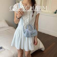 Coquette Balletcore 手提包,附赠蝴蝶结礼品,甜美波点印花手提包,带心形吊坠,有两种尺寸可选(迷你款和标准款) - 彩色 - 查看 7