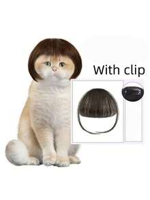 1件宠物猫假发,狗假发,宠物用品,宠物配件,卷发和直发猫假发 - 彩色 - 查看 6