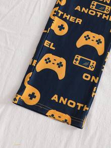 2pcs/Set Boys' Short Sleeve Video Game Graphic Tee And Comfortable Pants Pajama Set, Suitable For Daily Home Gaming And Reading, Spring/Summer - Yellow - View 8