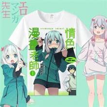 Camiseta Eromanga de la hermana Huang Man, mercancía de anime para profesores, cosplay de manga corta de Izumi Sagiri, ropa 2D, estilo japonés, transpirable. - Negro - Ver 9
