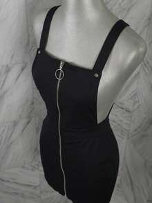 Vestido Corto Recto Cierre metalico tirantes - Negro - Ver 7
