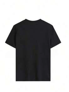 Camiseta de cuello redondo y mangas cortas de ropa fashion, fabricada enéxico, para la temporada primavera-verano 2025.Con estampado de dibujos animados, un modelo de pareja, apta para usar tanto por dentro como por fuera, para oficina y estilo casual, diseñpara hombres y mujeres, en unidad individual.blusas para mujer playeras de mujer blusas casuales para dama - Negro - Ver 3