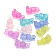 20pcs 20mm Transparent Matte Rabbit Shaped Beads, Suitable For Handicrafts - Colorful Acrylic Spacer Beads With Horizontal Holes, Rabbit Shaped DIY Materials, Can Be Used To Make Bracelets, Necklaces, Keychains (Compatible) - Multicolor - View 9