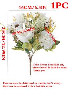 1/3 Piezas Flores Artificiales, Ramo de Rosas Falsas, Margaritas y Dientes de León de Seda, a Granel, para Bodas, Decoración del Hogar y Fiestas, Centros de Mesa, Día de San Valentín, Regalos, Decoración de Otoño, etc. - Blanco - Ver 2