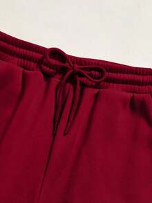 LUNE Conjunto de pantalón y sudadera con capucha de felpa casual para mujer, con cordón en la cintura y puños, en colores contrastantes - Multicolor - Ver 5