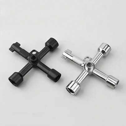 Z321 Random Color 2pcs Cross Wrenches - Hexagonal Shaft, Triangular Shaft, Square Shaft, Etc., Suitable For Faucet Valves, Electrical Panels, Elevator Doors, And Other Applications - Industrial-Grade Durable Material, Sturdy Design, High-Quality Craftsmanship
