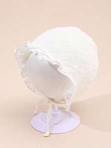 1pc Baby/Toddler Girl Cute Floral Lace Brim Sun Hat, Spring/Summer Princess Style Bonnet, Versatile Daily Wear - 1PC - View 7