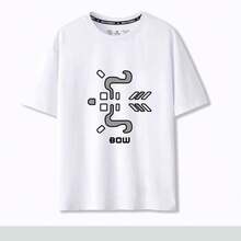 Camiseta de manga corta holgada unisex con cuello redondo y diseño de caza, inspirada en la espada grande de , para verano. - Negro - Ver 4