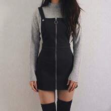 Vestido Corto Recto Cierre metalico tirantes - Negro - Ver 14