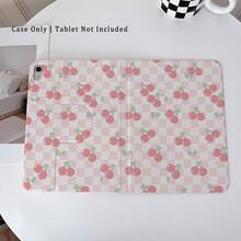 1 chiếc ốp lưng máy tính bảng màu hồng kẻ caro in hình quả anh đào, xoay 360°, có chân đế từ tính đa góc và chức năng tự động tắt/mở màn hình, tương thích với iPad Pro/Air, , Pad 5/6/7, Matepad. - Nhiều màu - Xem 3