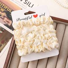 6pcs Solid Color Casual Scrunchies, All Season Elastic Hair Ties - Beige - View 9