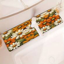 1pc Floral Pattern Faucet Cover, Durable Polyester, Quick Drying, Easy To Clean, Suitable For Kitchen And Bathroom, Easy Installation, Daily Decor, Gift, Bathroom Mat, Durable Faucet Cover, Faucet Accessory - Multicolor - View 4