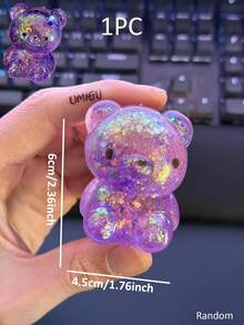 1pc Glitter Crystal Bear Soft Slow Rebound Stress Relief Toy, Cute Small Item, Tabba Slow Rebound Toy, Portable Pressure Release Toy, Blue/Pink, Suitable For All Ages, Autism, Office Workers, Students, Ideal Holiday Gift, Small & Cute, Interesting Gift, Suitable For Boys, Girls, Children, Easter Gift, Party Bag Filler, Christmas Stocking Stuffer, Stress Relief Toy, Children's Party Favor - Multicolor - View 12