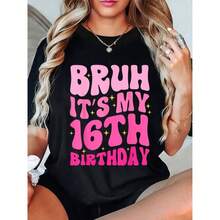 Camiseta impresa para mujeres, 180G, 100% algodón, suelta y transpirable, tallas XS - 2XL, manga corta, cuello redondo, diseño de impresión de billete de dinero, negro, ropa casual diaria, ajuste relajado - [Negro] - Ver 1
