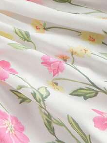 MOD Vestido de mujer con estampado floral retro romántico color albaricoque, outfit para el Día de San Valentín, vestido para citas - Albaricoque - Ver 4