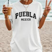 1 Pieza 180g Camisetas Para Mujer, Camiseta Hombre. Camiseta informal de algodón con cuello redondo. Camiseta deportiva para mujer. Diseñadas por artistas de la generación Y2K al estilo Bababask, confeccionadas en algodón 100% puro. Diseño de estampado de nombres de ciudades, estilo urbano y versátil, cómoda manga corta para uso diario y todas las estaciones. - Blanco 6 - Ver 1