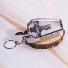 Cinzeiro Portátil Estilo Gótico - Suporte de Cinzas Metálico à Prova de Vazamentos com Estojo de Aço Inoxidável para Viagem, Decoração em Formato de Coração, Cruz e Boca Grande, Presente para Fumantes, Lembrança de Festa de Feriado, Ideal para Carro e Uso Ao Ar Livre, Presente Criativo, Acessórios para Fumar - multicolorido - Visão 2