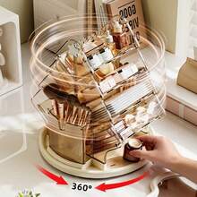 1 buah Organizer Makeup Berputar 360°, Kotak Penyimpanan Kosmetik Transparan, Kotak Display Makeup, Desain Anti Debu Transparan, Alas Berputar, Kompartemen Terpisah, Kapasitas Besar dengan Sekat, Kotak Organizer Lipstik / Eyeshadow / Kuas, Perlengkapan Perawatan Kulit dan Makeup Serbaguna, Kembali ke Sekolah - View 11