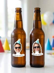 Stiker Ulang Tahun Wajah Kustom 8/16/32 buah, Stiker Foto yang Dipersonalisasi, Suvenir Pesta Ulang Tahun Lucu, Stiker Pesta Ulang Tahun Tonggak Sejarah Dewasa, Stiker Ulang Tahun Bentuk Kepala Lucu yang Dipotong - MultiWarna - View 6