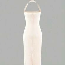 Vestido de mujer de longitud media elegante, adecuado para vacaciones, reuniones diarias, fiestas y eventos de cóctel de verano - Albaricoque - Ver 6