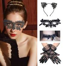 1pc Women's Black Lace Hollow Half Face Masquerade Mask, Embroidered Eye Mask, Halloween Carnival Theme Party Cosplay Costume Prop - Black - View 9