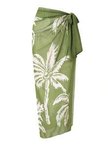 Swim Oasis Set de 2 piezas que incluye 1 traje de baño entero de un solo color y 1 falda larga de malla para playa, verano y vacaciones - Verde 2 - Ver 5
