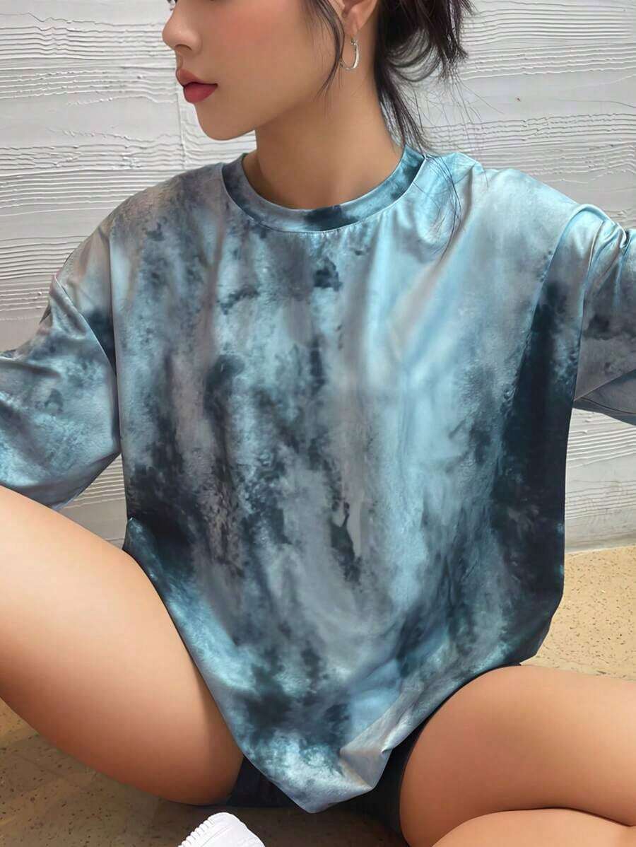 Camiseta de manga corta oversize, negro sólido, ajuste holgado casual para deportes blancos de verano - Gris - Ver 1