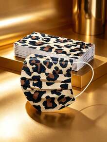 20/50 buah Masker Wajah Sekali Pakai Motif Leopard, Masker Pelindung 3 Lapisan, Masker Bahan Kain Non-Woven, Nyaman untuk Penggunaan Sehari-hari, Masker Non-Medis - MultiWarna - View 12