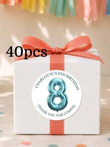 Adesivos personalizados de agradecimento de aniversário (8/20/40 unidades), etiquetas personalizadas com números para balões, adesivos para sacolas de festa, adesivos redondos autocolantes de aniversário, adesivos de agradecimento pela presença. - multicolorido - Ver 10