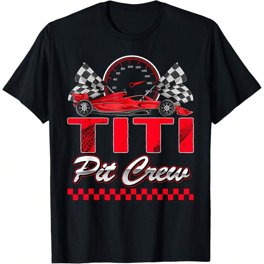 Titi2 Pit Crew Racing Family Race Car Birthday Boy T-Shirt - Black - View 1