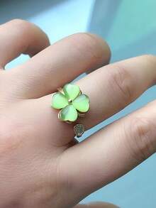 Vòng xoay bốn lá mắt mèo màu xanh lá cây - Vàng - Xem 4