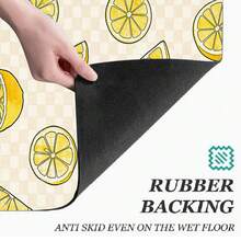 1pc Lemon Print Absorbent Mat/Drying Mat For Coffee Maker, Dishes - Polyester Absorbent Desktop Protective Mat With Rubber Anti-Slip Pad, For Kitchen Counter Decor, Home Bar And Dining Table - Multicolor - View 9