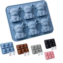Highland Cow Silicone Tray - 3D Cute Cow Shaped Ice Mold Suitable For Whiskey, Cocktails And Baking, Silicone Mold Suitable For Easter And Holiday Decorations - Multicolor - View 1