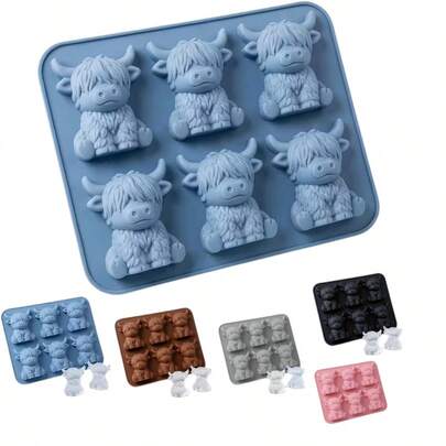 Highland Cow Silicone Tray - 3D Cute Cow Shaped Ice Mold Suitable For Whiskey, Cocktails And Baking, Silicone Mold Suitable For Easter And Holiday Decorations