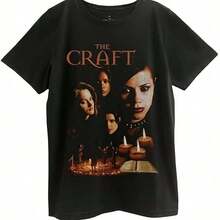 Ripple Junction Graphic Tee For Men And Women - 230g Heavyweight T-Shirt With The Craft Movie Art Print, Vintage Inspired Short Sleeve Crew Neck Loose Fit Casual Tee For Beach, Casual Wear And Themed Events - Unisex For All Seasons 2026 - 黑色 - 查看 1