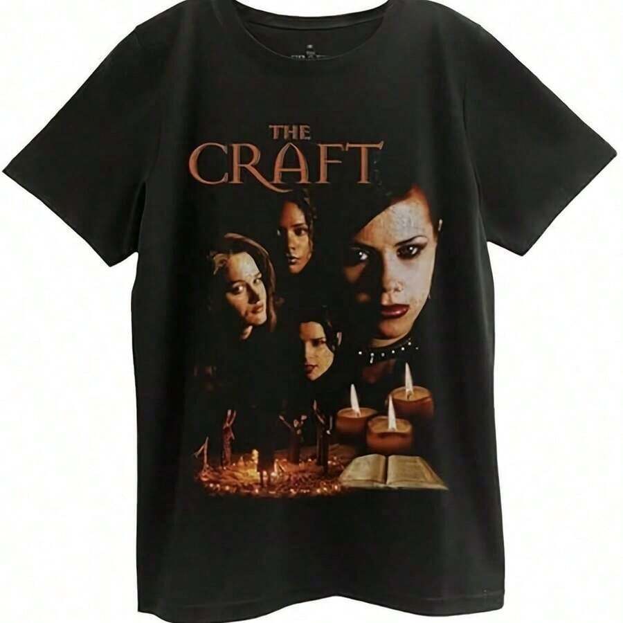 Ripple Junction Graphic Tee For Men And Women - 230g Heavyweight T-Shirt With The Craft Movie Art Print, Vintage Inspired Short Sleeve Crew Neck Loose Fit Casual Tee For Beach, Casual Wear And Themed Events - Unisex For All Seasons 2026 - 黑色 - 查看 1